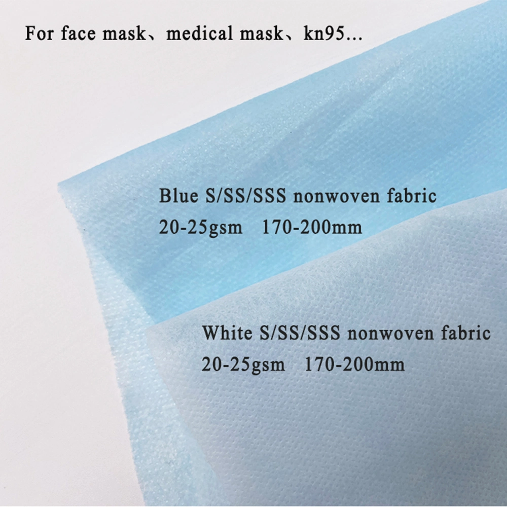 Wholesales Best Price 25g White and Blue Color Disposable Face Mask Use PP Spunbond Non Woven Fabric, Spunbond Ss PP Nonwoven Fabric for Face Mask